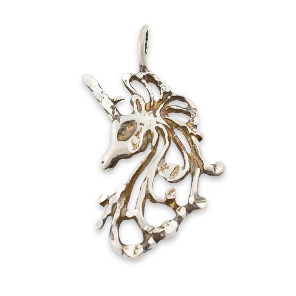 Estate Sterling Silver Unicorn Necklace Pendant / Charm